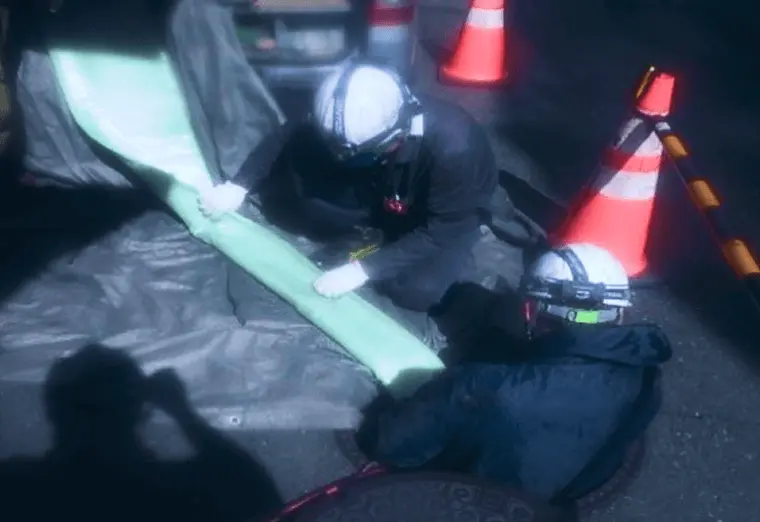 材料引込みの様子